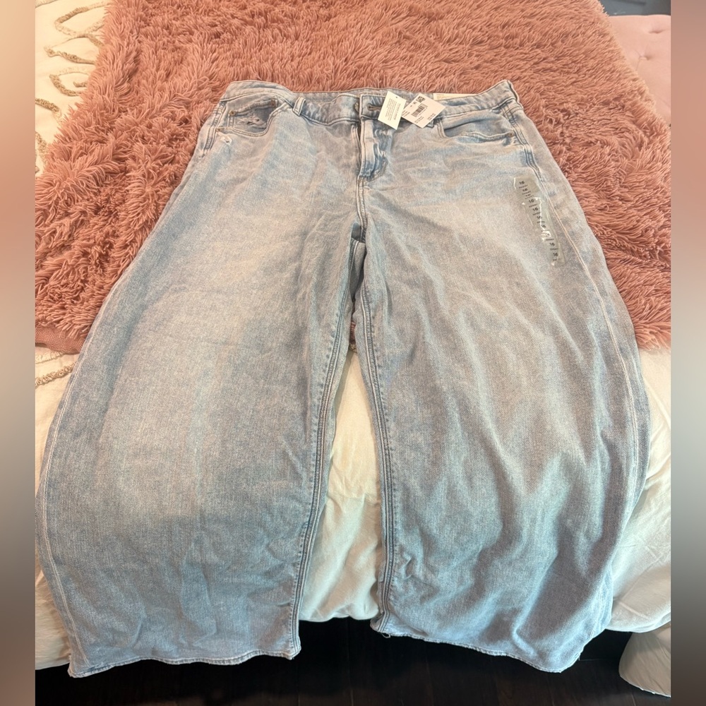 American Eagle Outfitters Sky Blue Denim Dreamy Drape Super High Rise Wide Leg